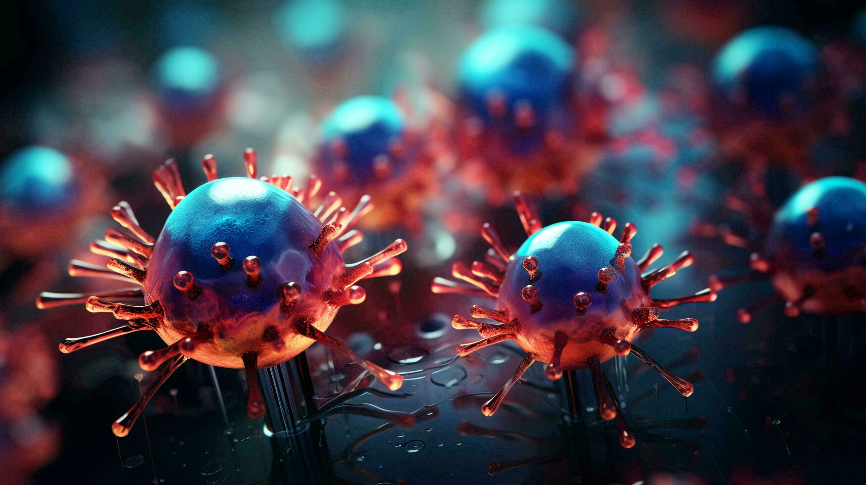 Close up under a microscope view of abstract viruses background photo