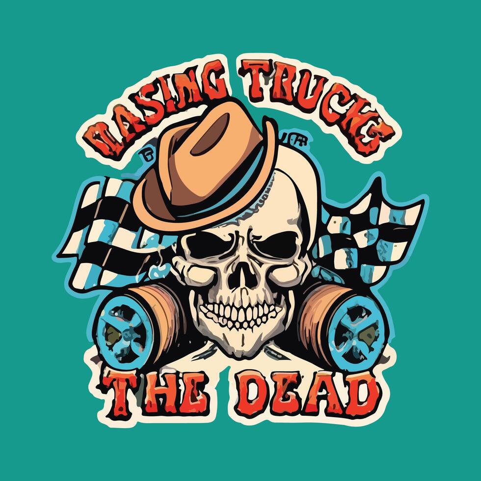 Raising trucks from the dead. ford truck t shirt design, truck design, skull t shirt design, Rodeo cowboy illustration t shirt design. photo