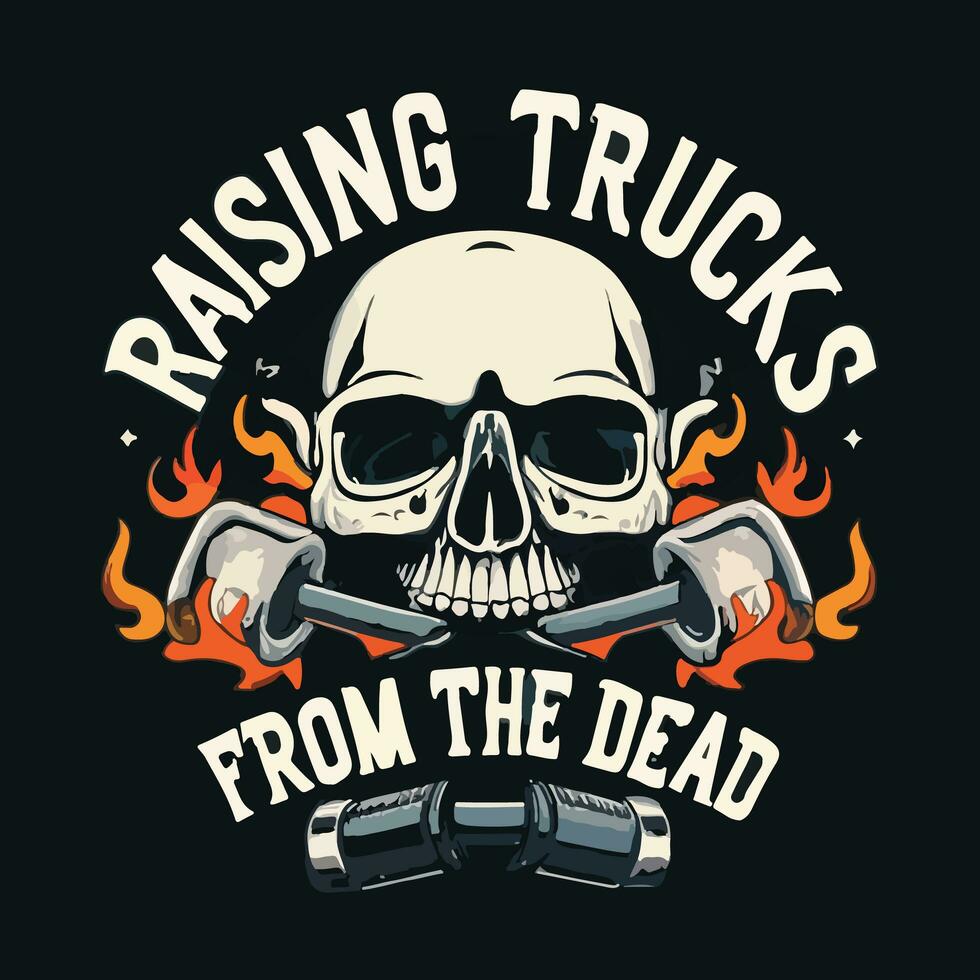 Raising trucks from the dead. ford truck t shirt design, truck design, skull t shirt design, Rodeo cowboy illustration t shirt design. photo