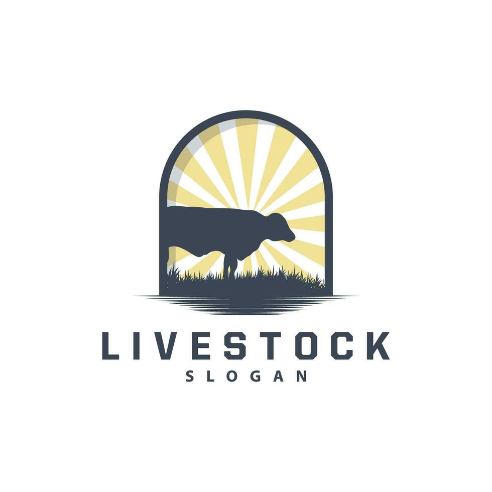 vacas granja ganado logo, granja jardín tierra agricultura retro Clásico emblema diseño vector