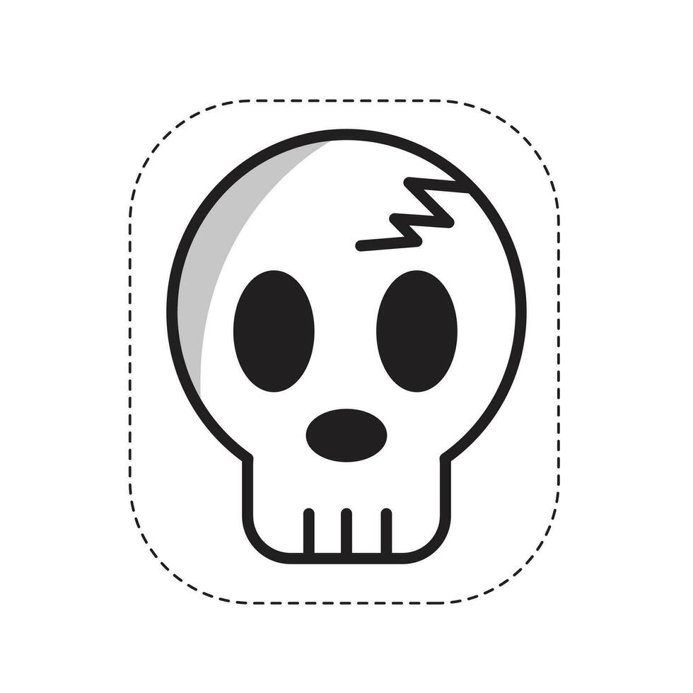 Funny Skull Head Halloween Sticker. vector