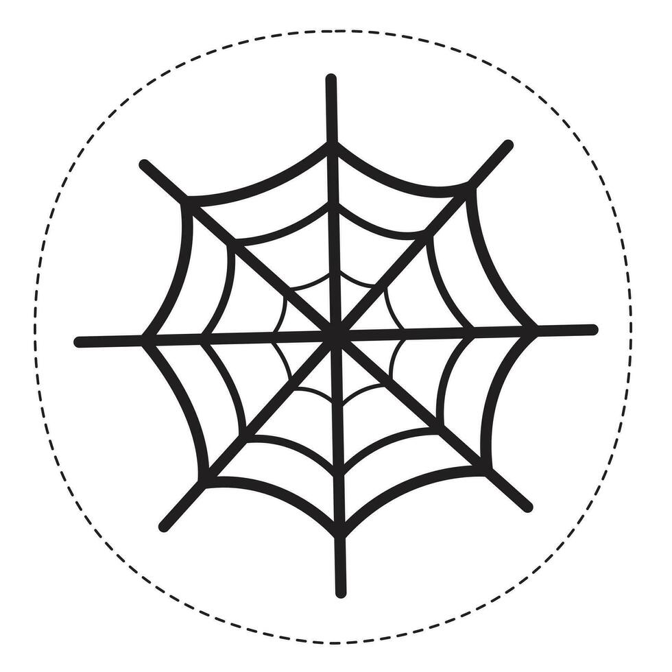 Circular Spider Web Halloween Sticker. vector