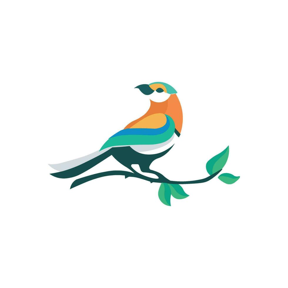Vector Logo Illustration Bird Simple Mascot Style.