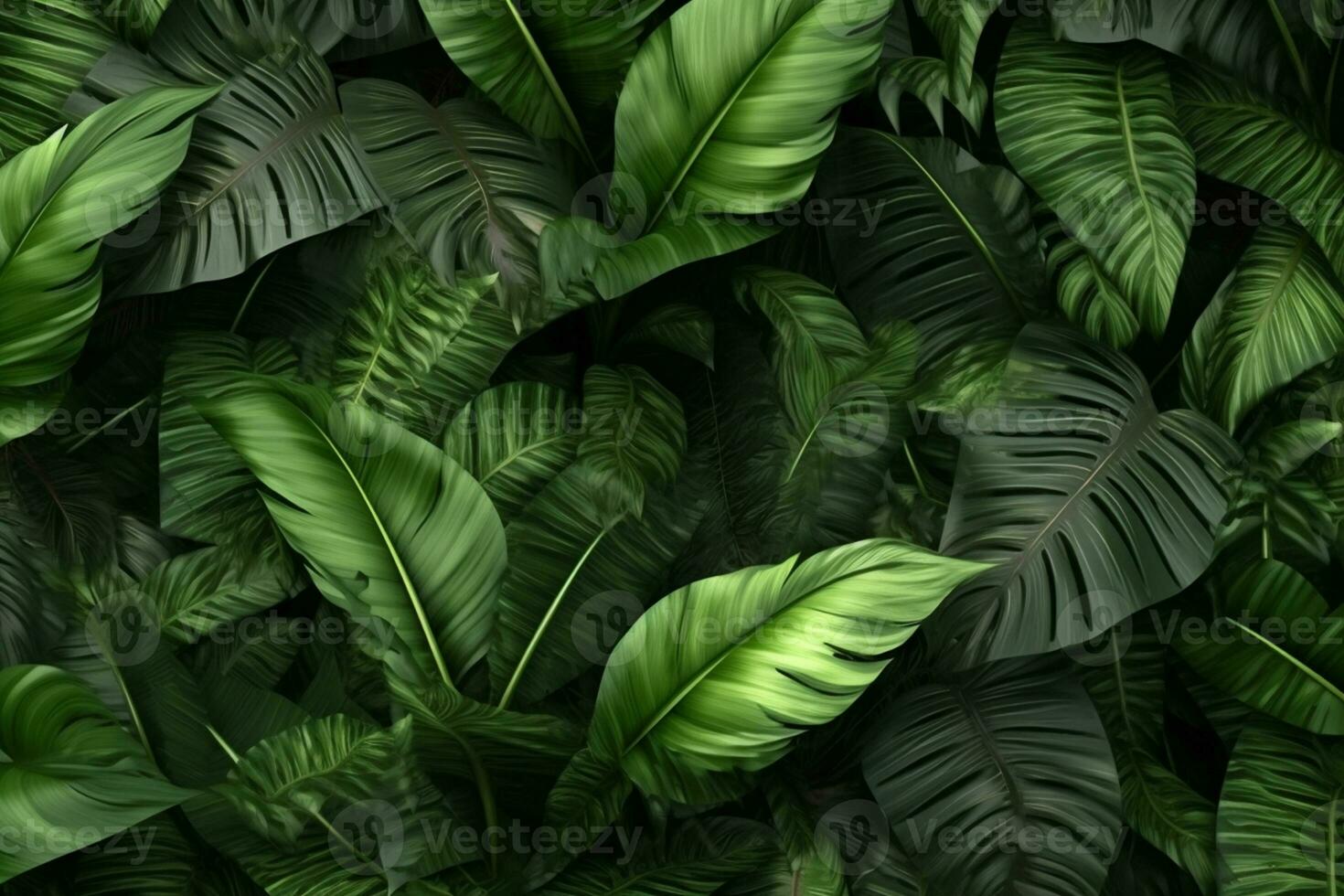 green tropical background with monstera leaves.ai generated photo