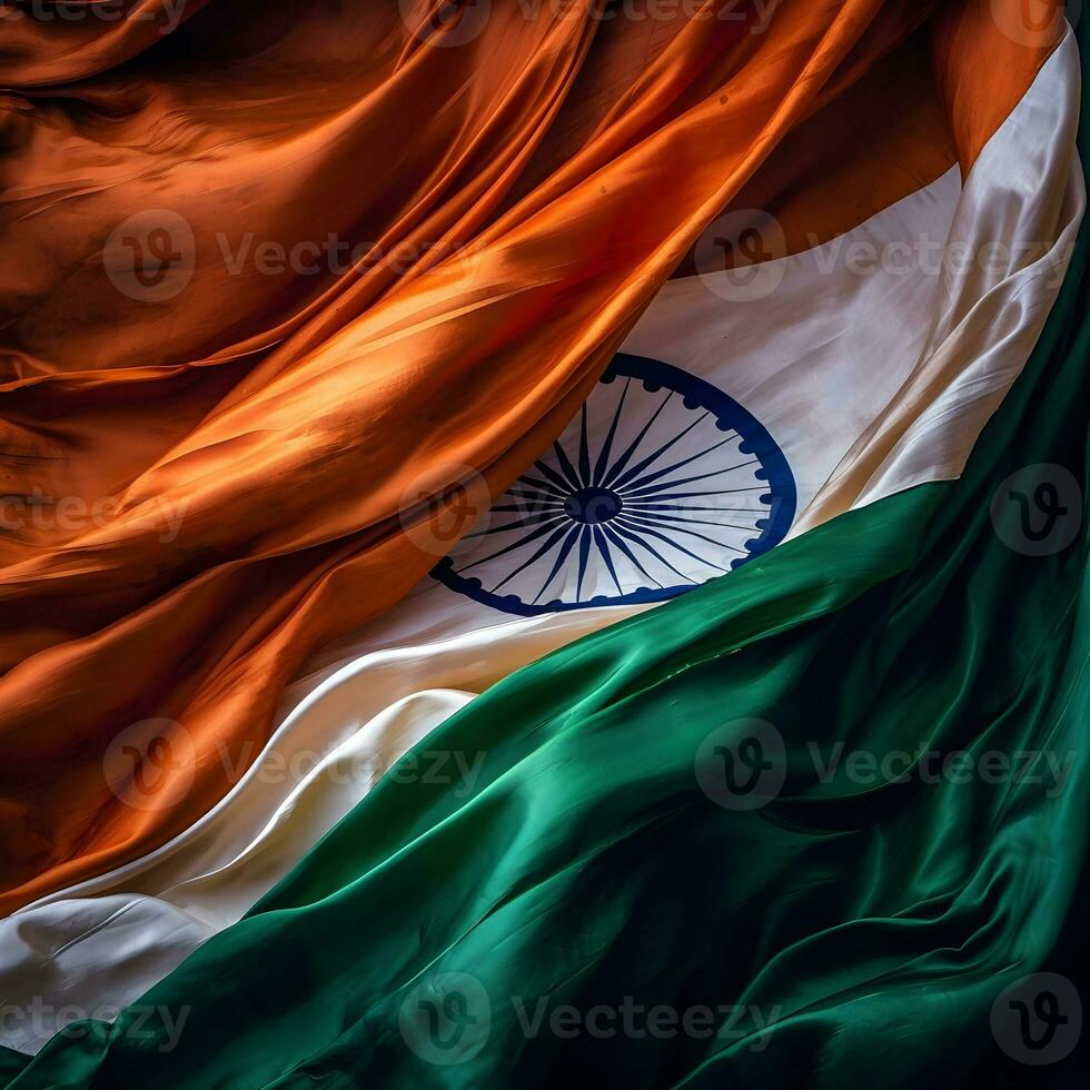 Indian Flag Abstract Background Wallpaper for Independence Day on 15 August AI Generative photo