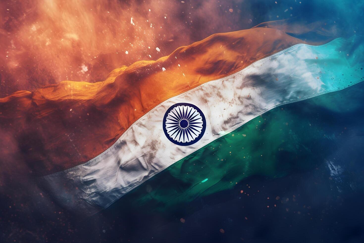 Indian Flag Abstract Background Wallpaper for Independence Day on 15 August AI Generative photo