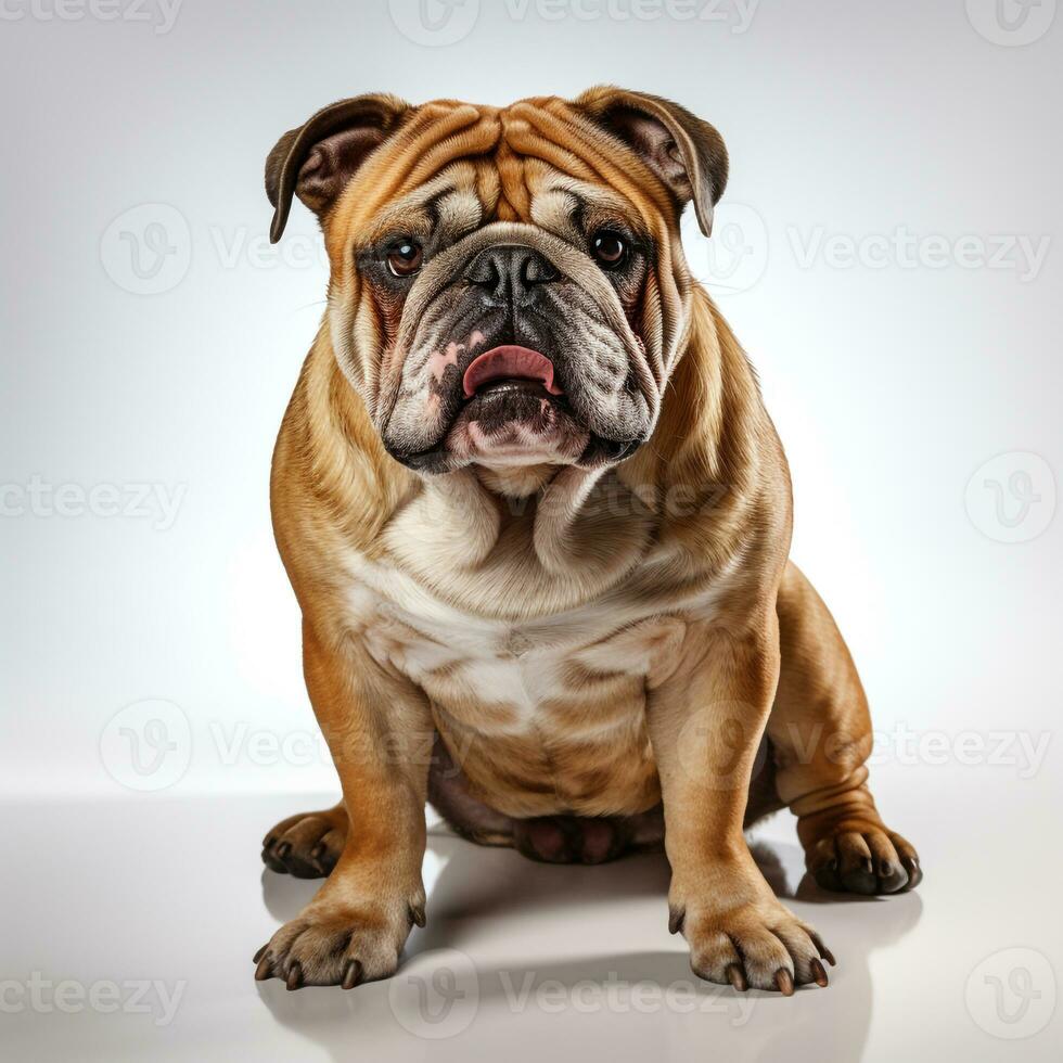 cute brown budog dog on a white background ai photo