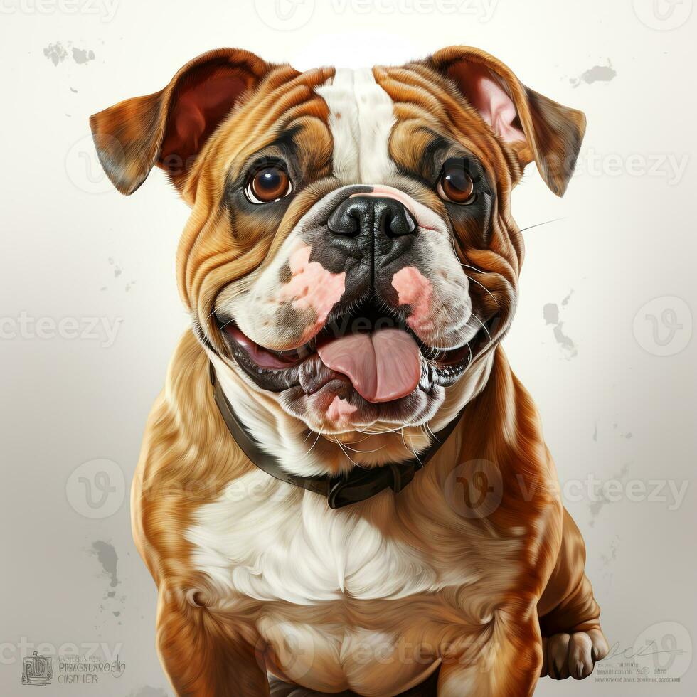 cute brown budog dog on a white background ai photo