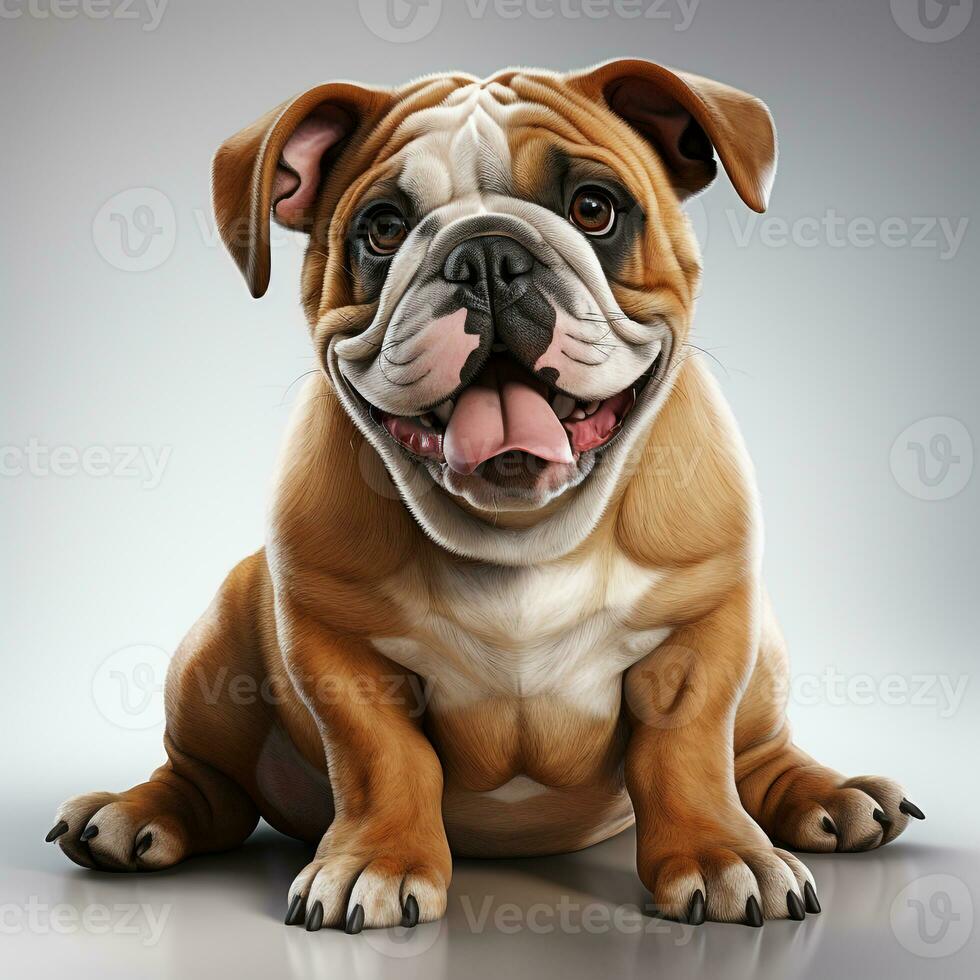 cute brown budog dog on a white background ai photo