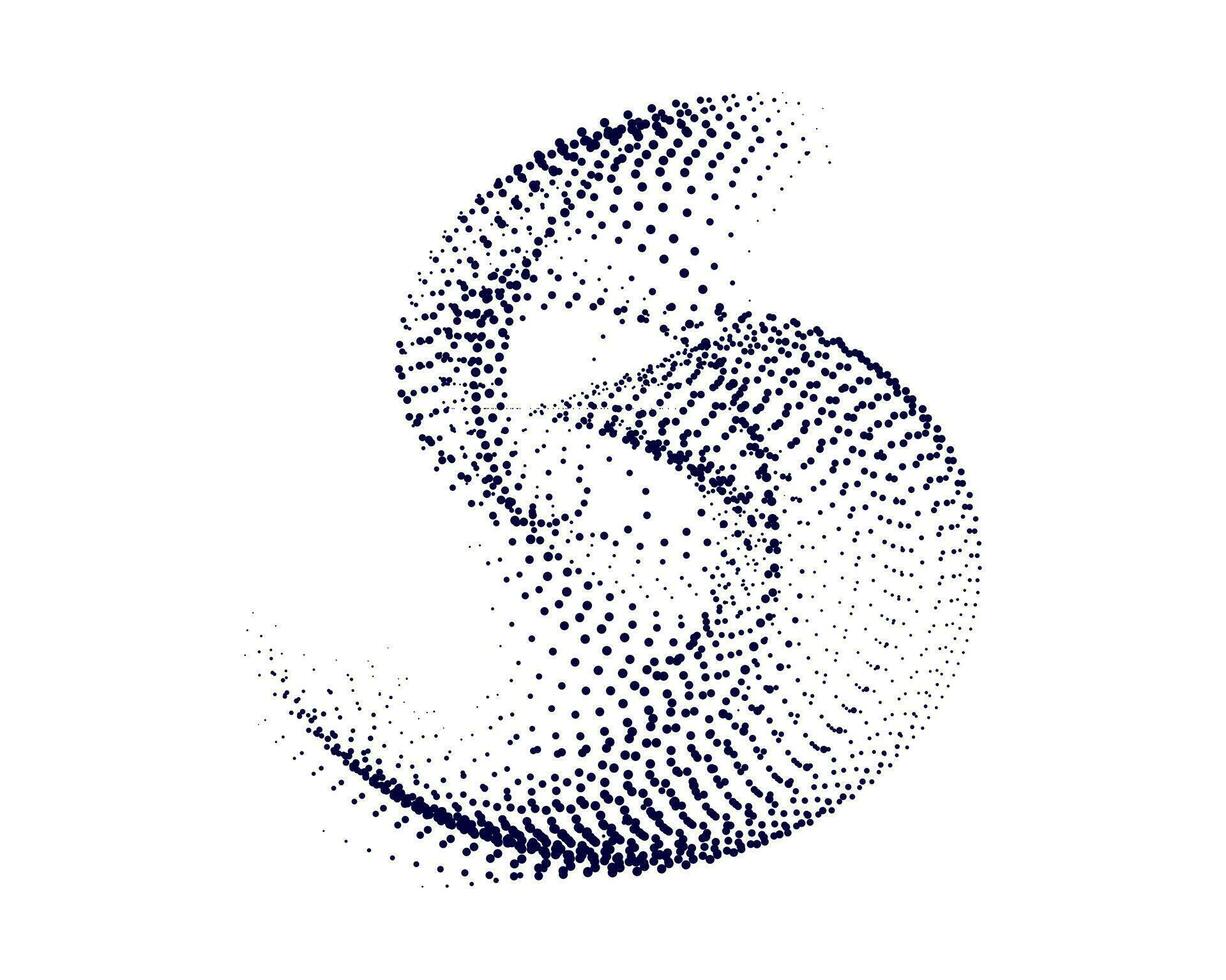 a blue and white abstract design with dots s shape, wave effect dot, snake logo,  symbol logo vector