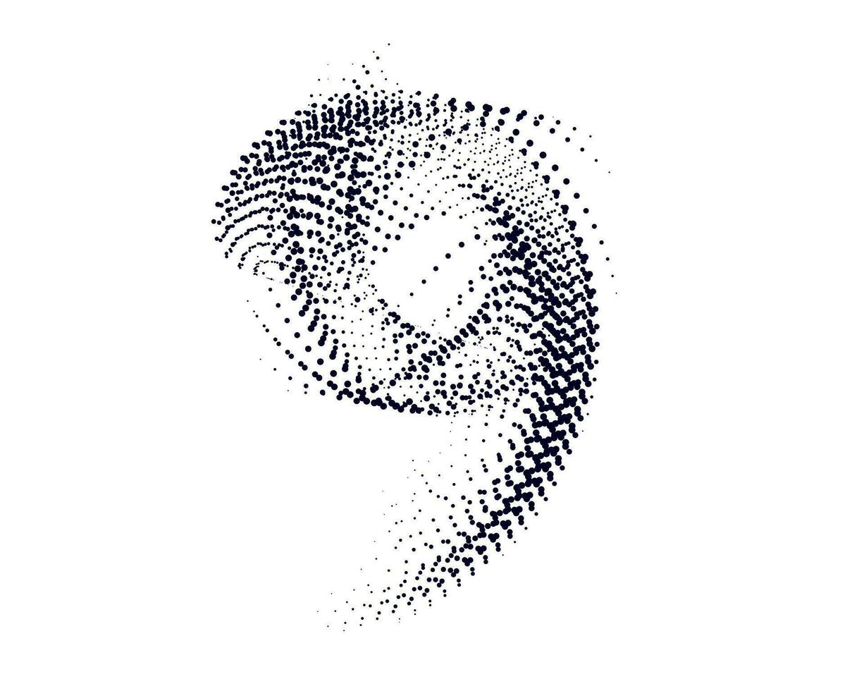 a blue and white abstract design with dots 9 shape, wave effect dot, snake logo,  symbol logo vector