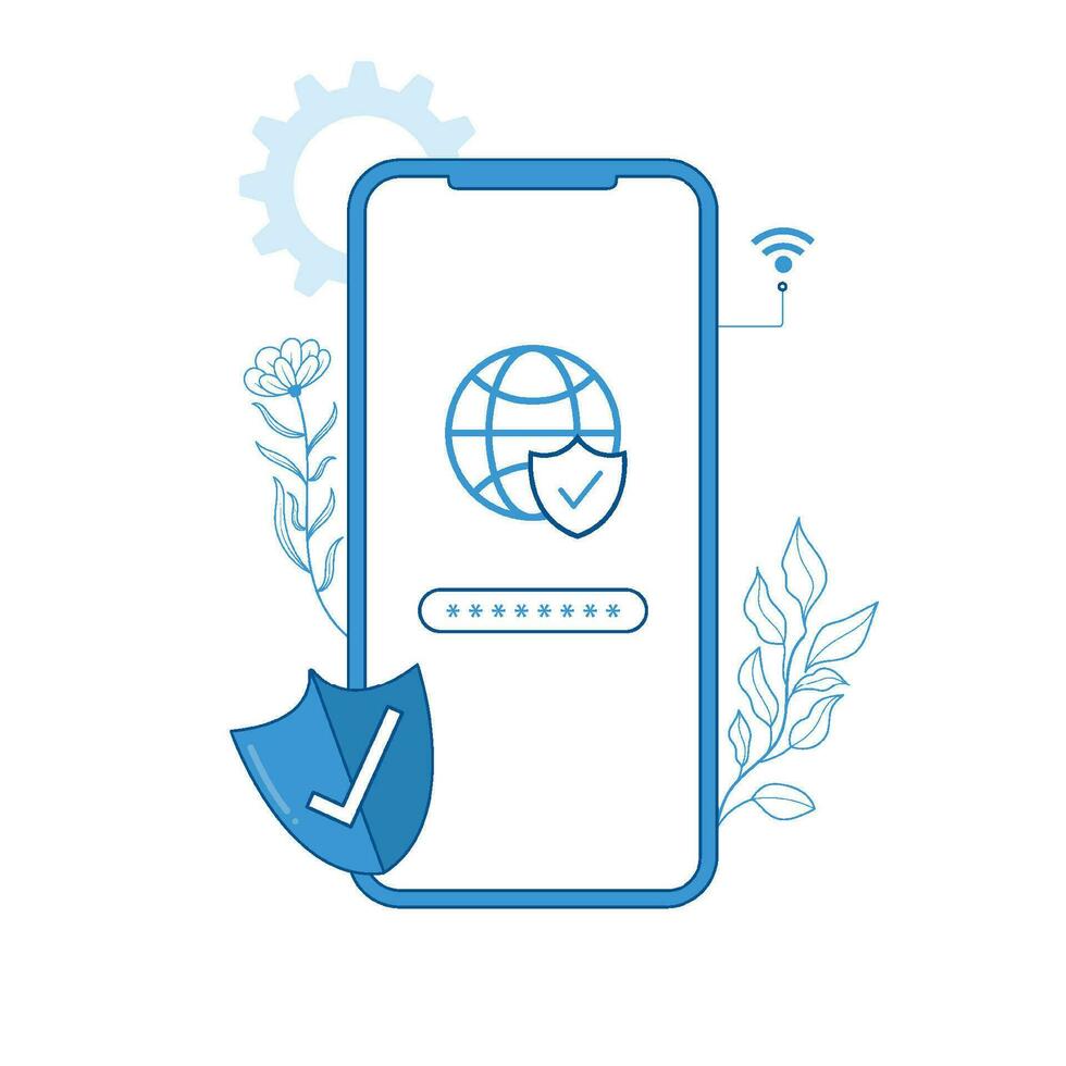 Mobile security concept. Secure internet connection. illustrator vector