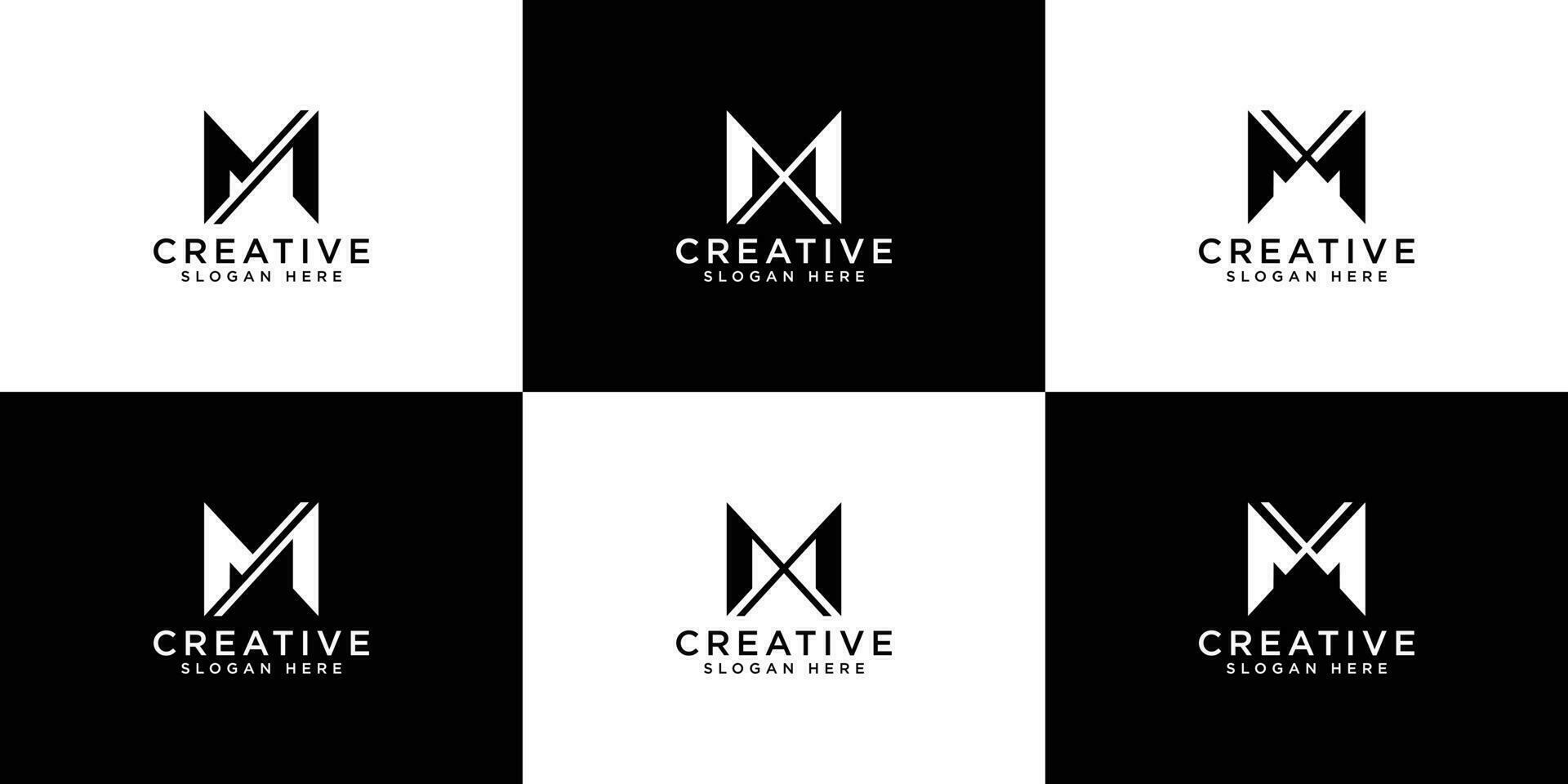 set of letter m logo vector design