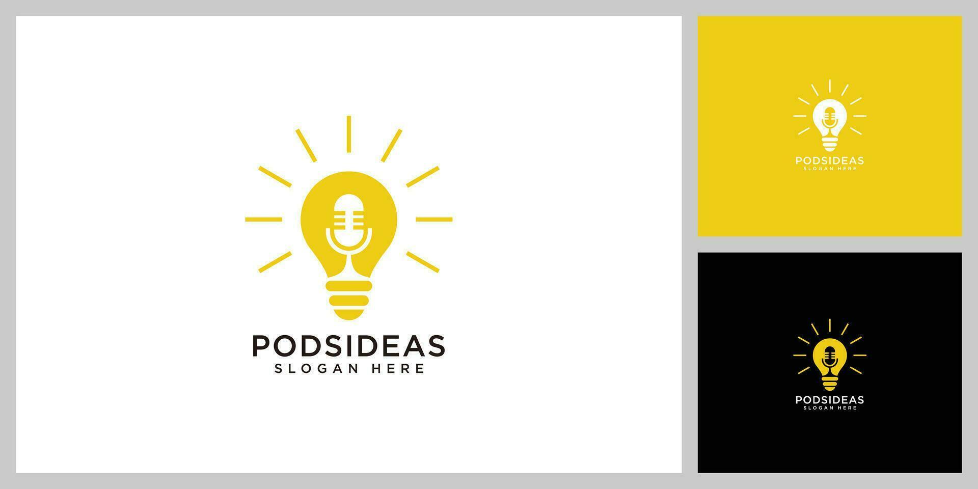 podcast with lightbulb idea logo vector design