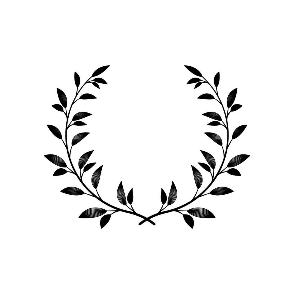 Set black silhouette circular laurel foliate,. Various round floral and laurel frames set vector
