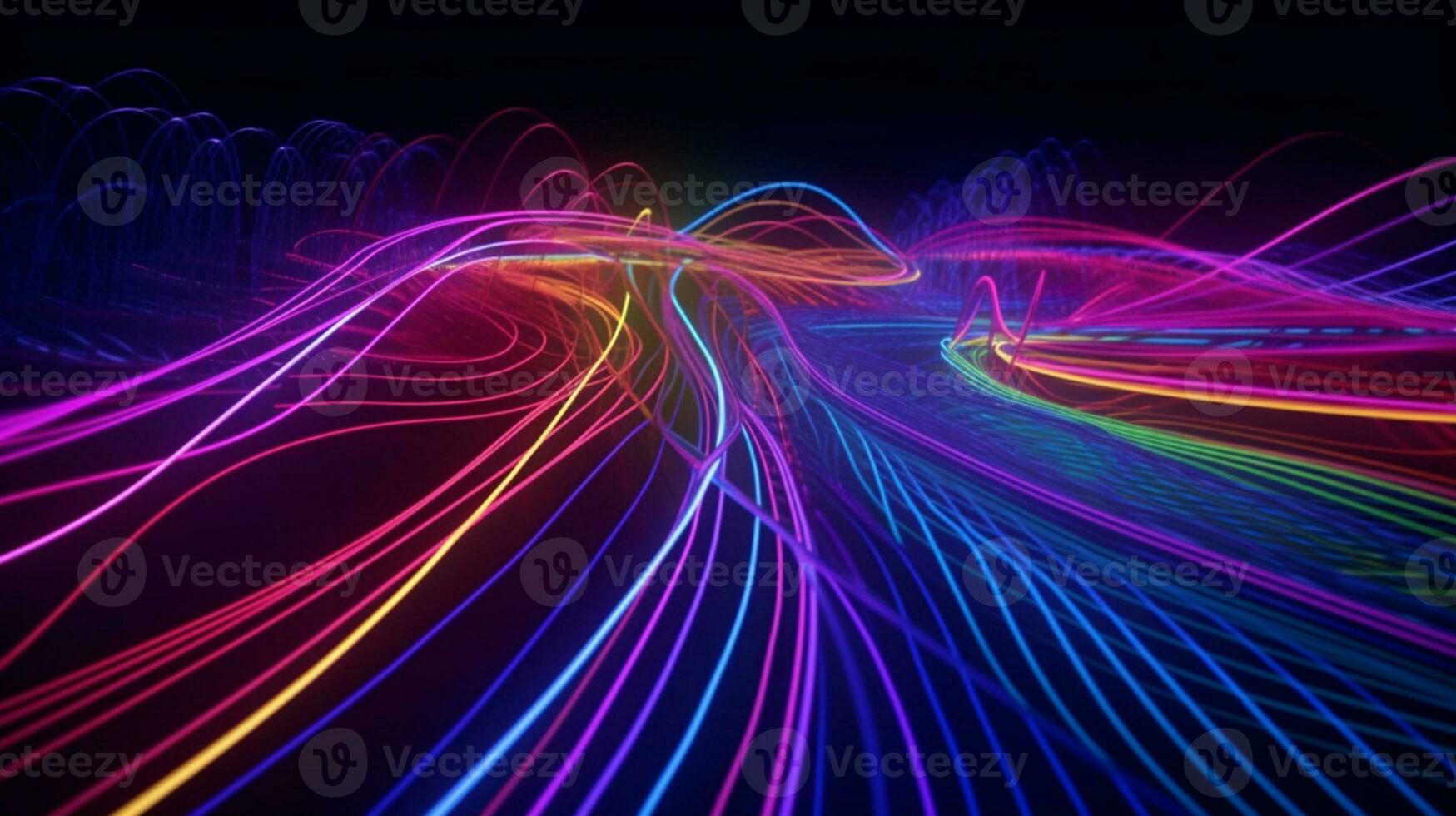 glowing lines, neon lights, abstract psychedelic background, ultraviolet, vibrant colors AI Generated photo