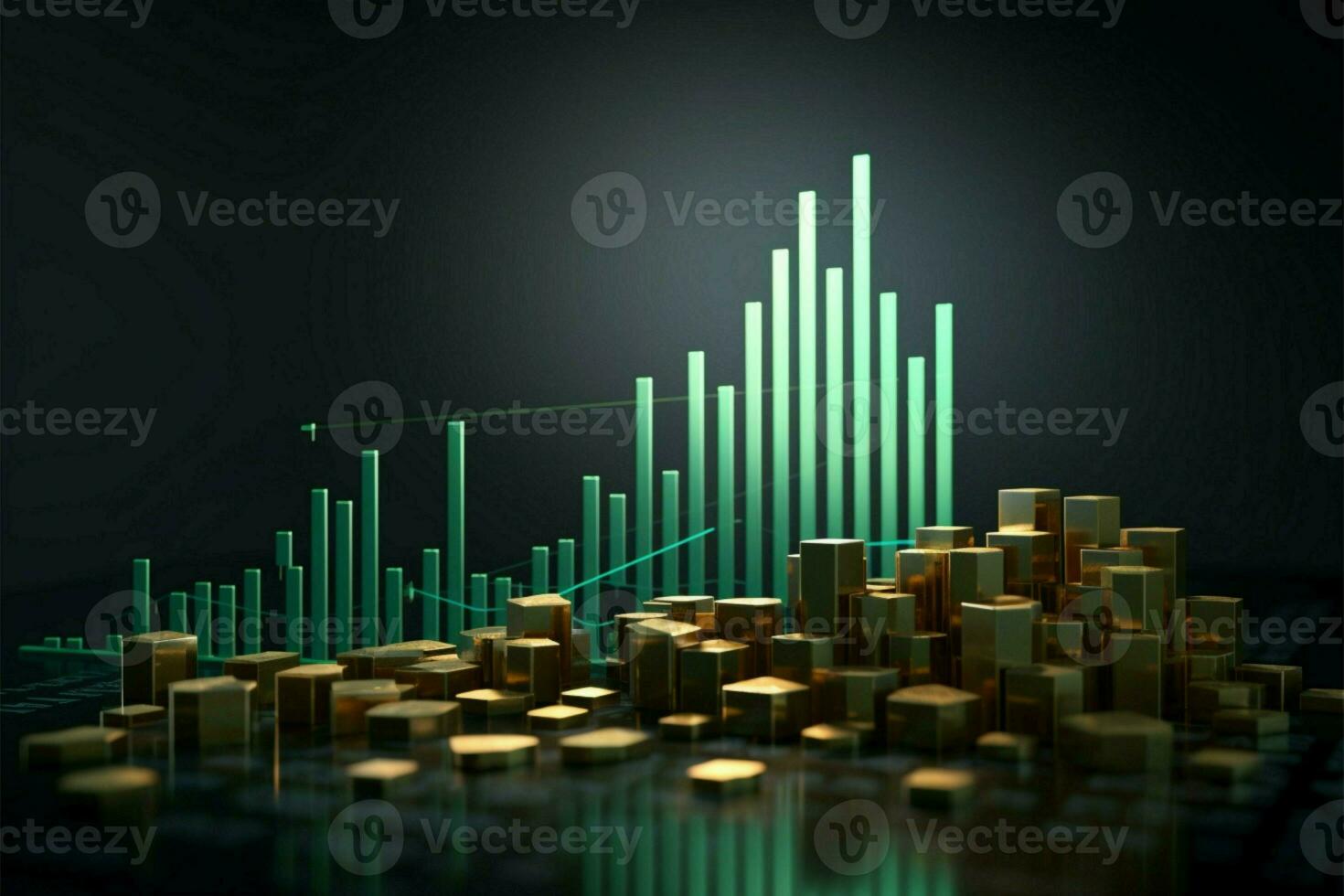 tendencia alcista flecha mejora financiero estadísticas, candelabros, bar gráfico para economía representación ai generado foto