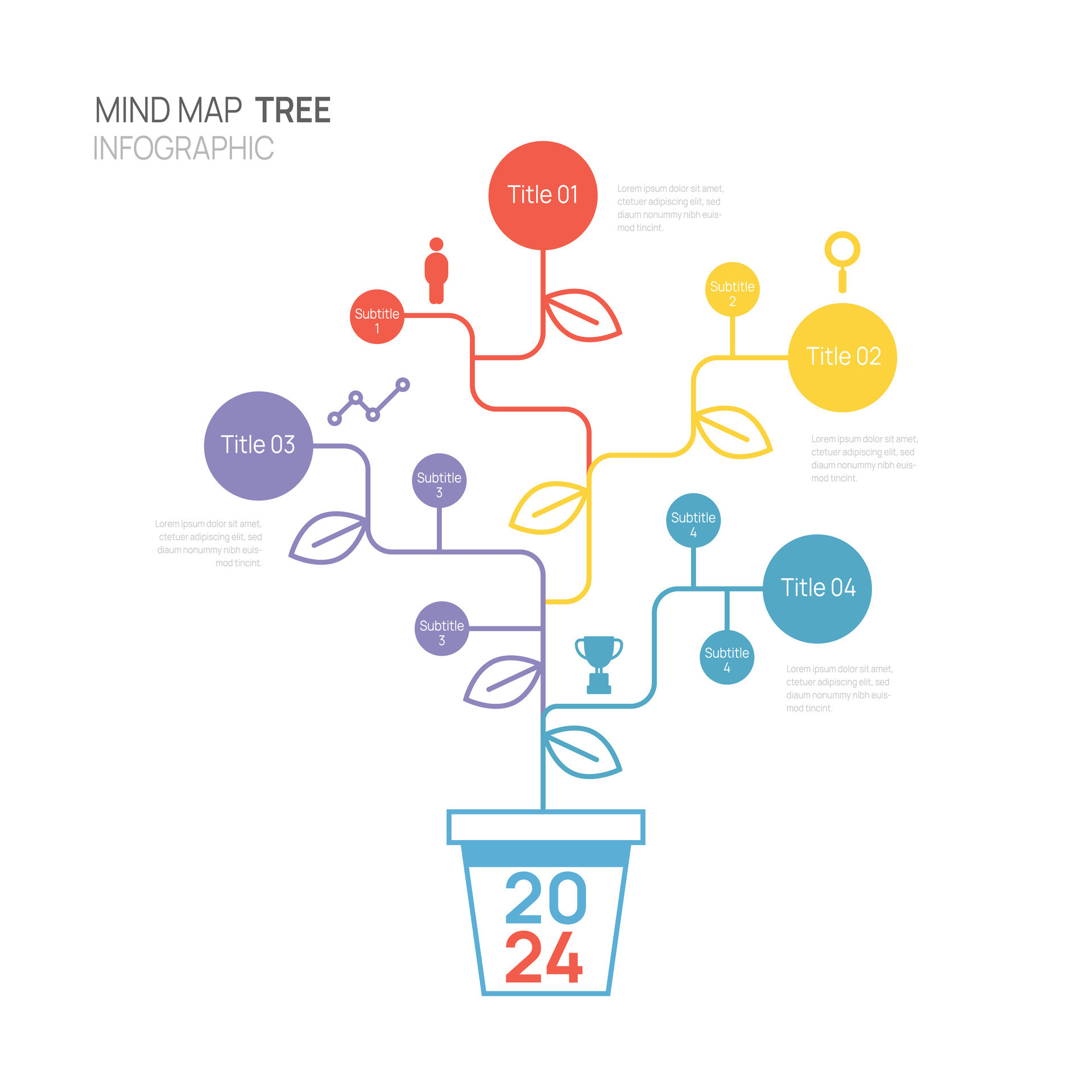 Infographic tree mind map diagram template for business. connection and ...