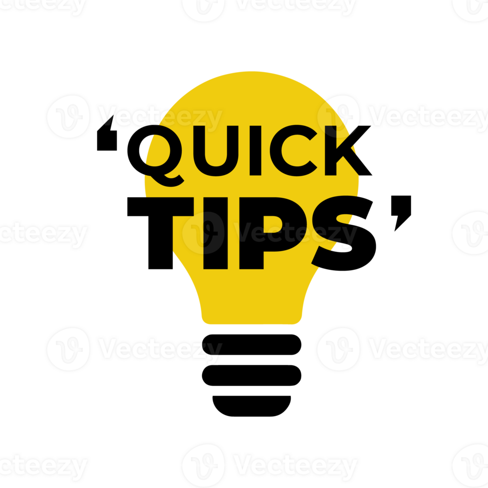 Quick tips label for tooltip badge, solution and advice banner, helpful tricks, useful information sticker, education tag, hint, new knowledge and study practice. png