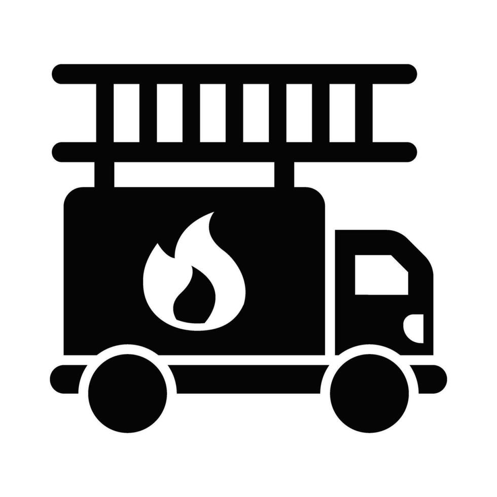 Fire Truck Vector Glyph Icon For Personal And Commercial Use.
