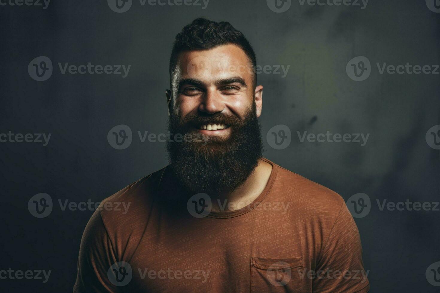 Bearded happy man. Generate Ai photo