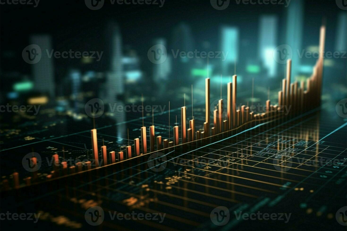 Economic and finance concept portrayed with stats, market visuals, and uptrend signal AI Generated photo