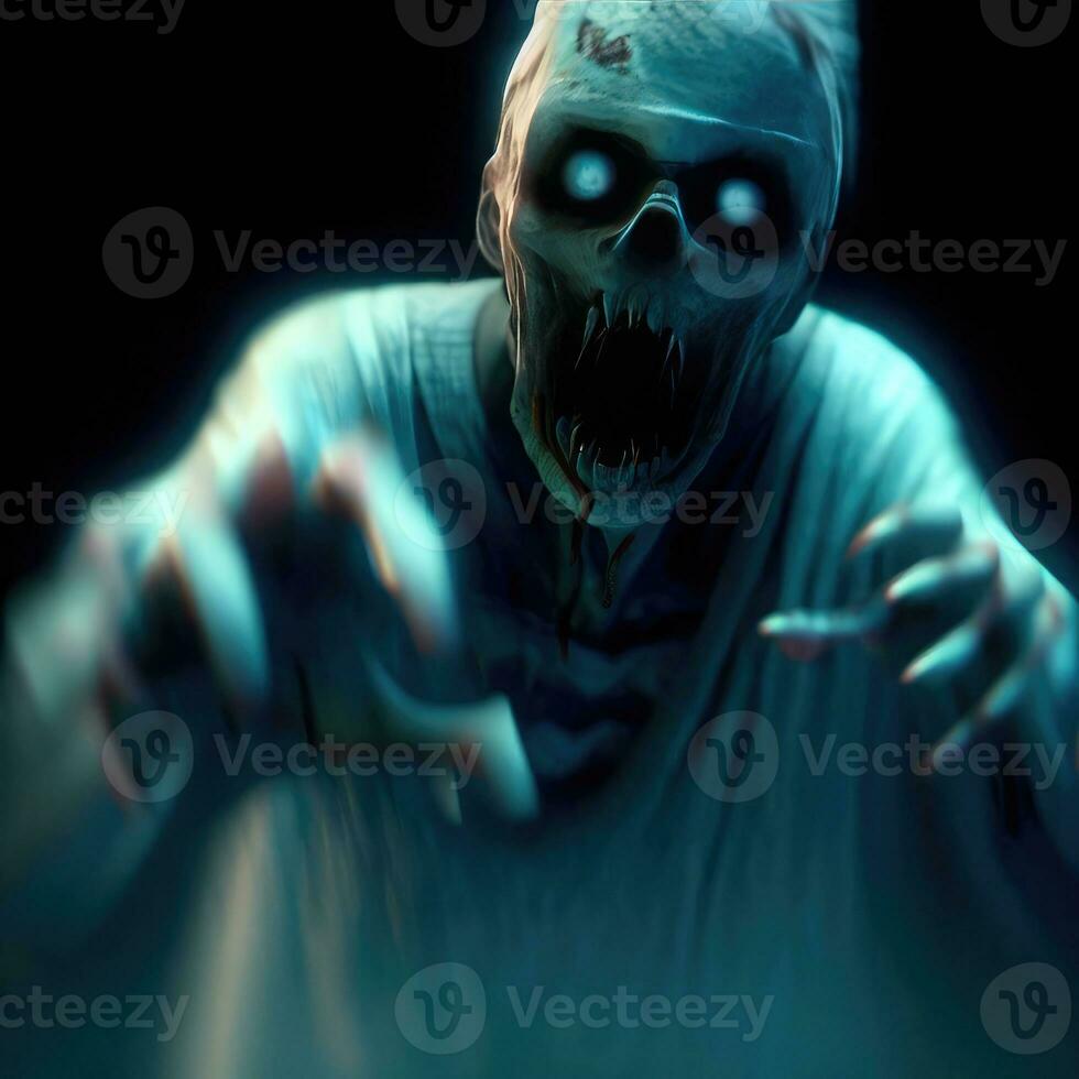 Ghosts, spirits or zombies on Halloween. Created with AI. photo