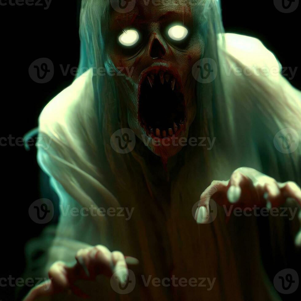 Ghosts, spirits or zombies on Halloween. Created with AI. photo
