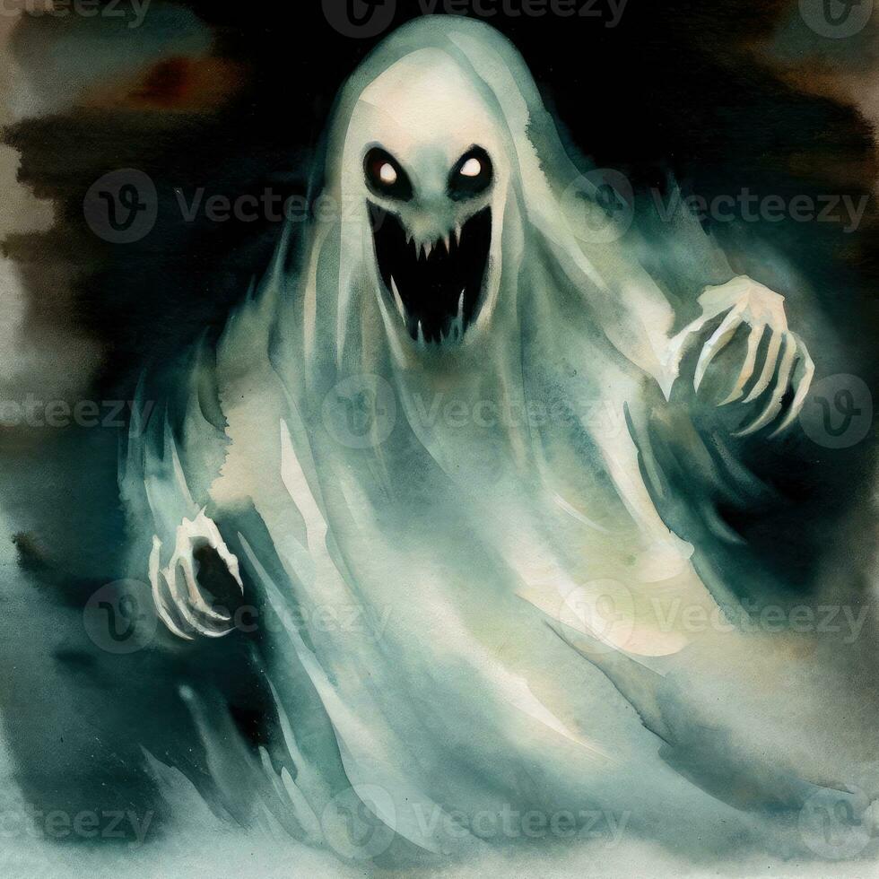Ghosts, spirits or zombies on Halloween. Created with AI. photo