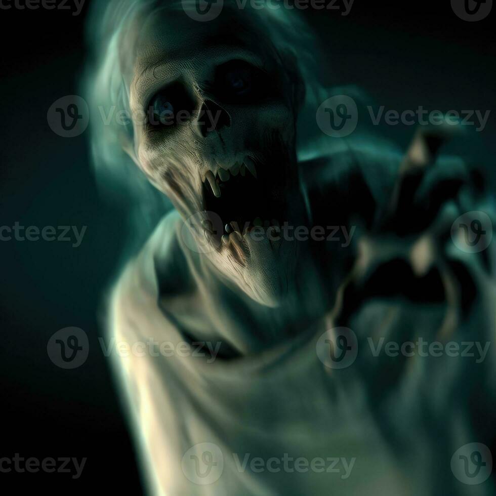 Ghosts, spirits or zombies on Halloween. Created with AI. photo