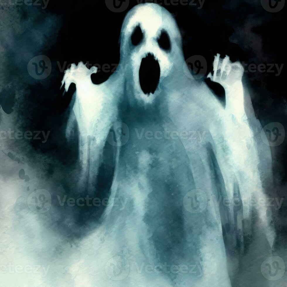 Ghosts, spirits or zombies on Halloween. Created with AI. photo