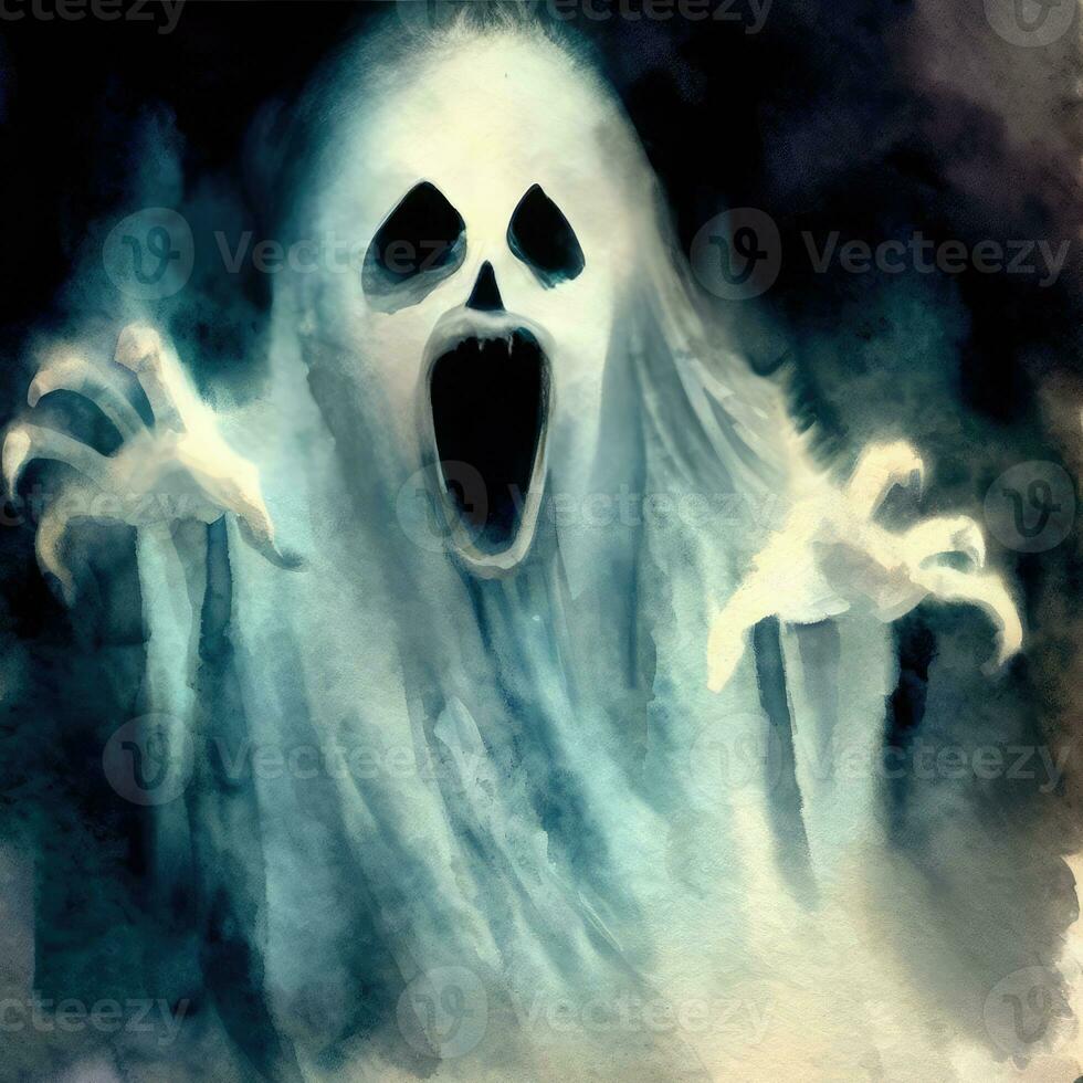 Ghosts, spirits or zombies on Halloween. Created with AI. photo