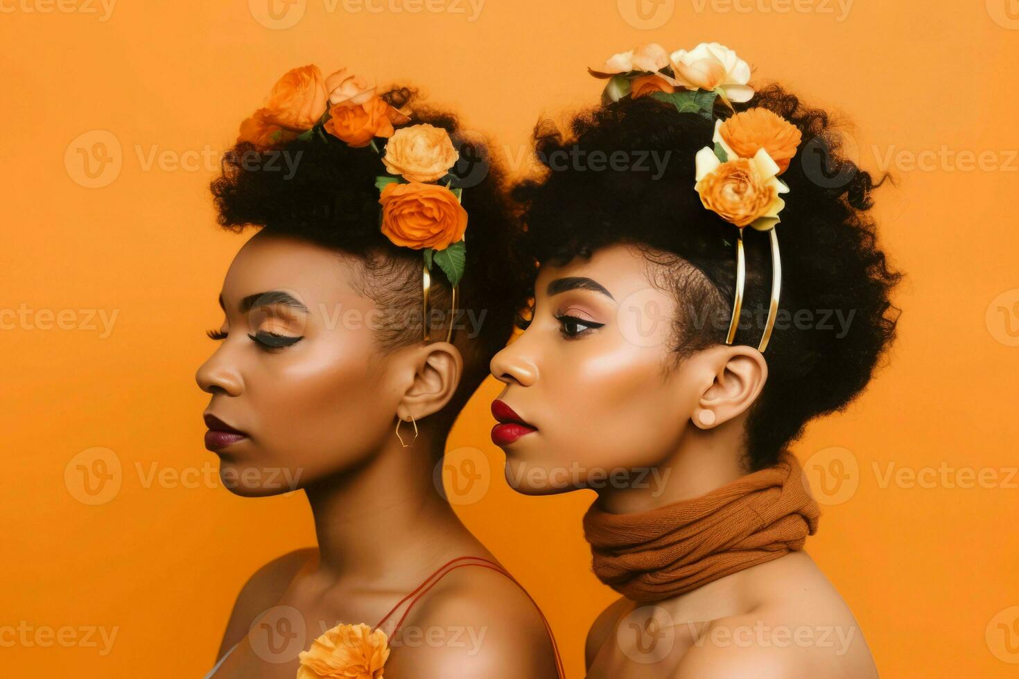 Black woman couple. Generate Ai photo