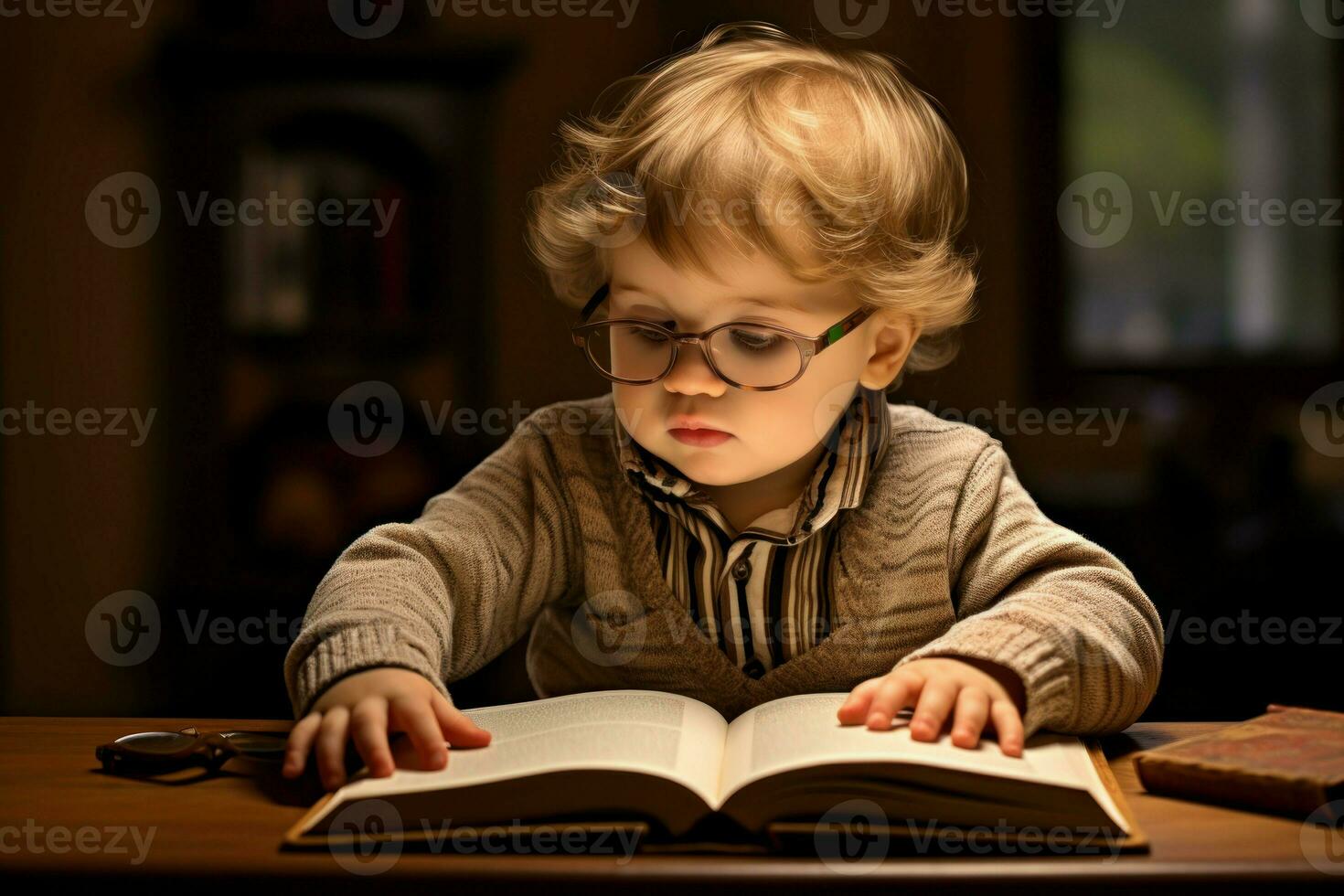 bebé estudiar libro. generar ai foto