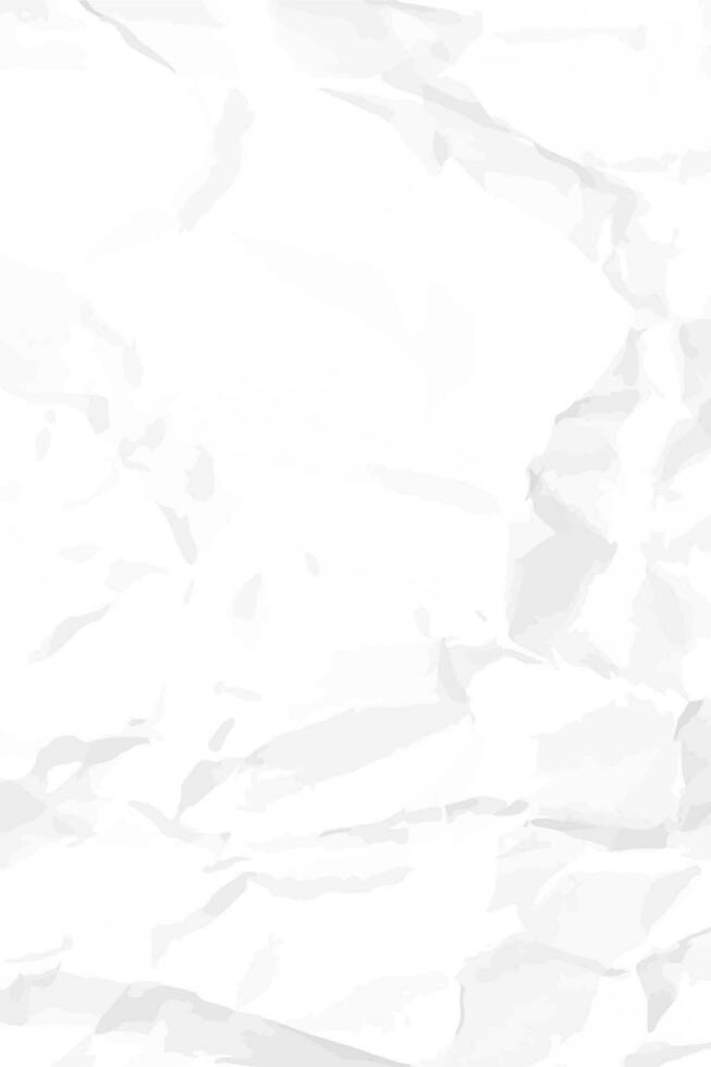 White clean crumpled paper background. Vertical crumpled empty paper template for posters and banners. Vector illustration