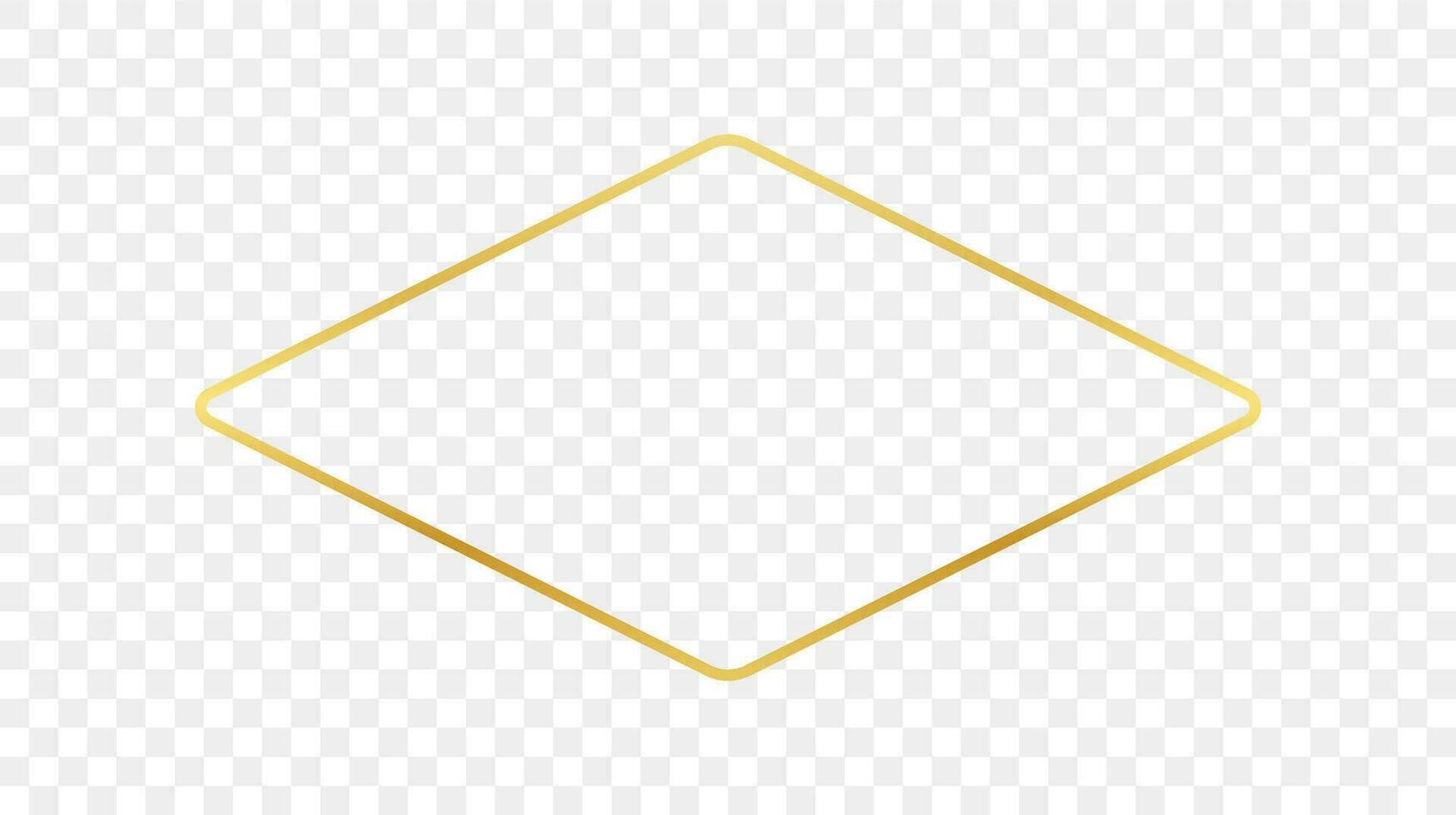 Gold glowing rounded rhombus shape frame vector