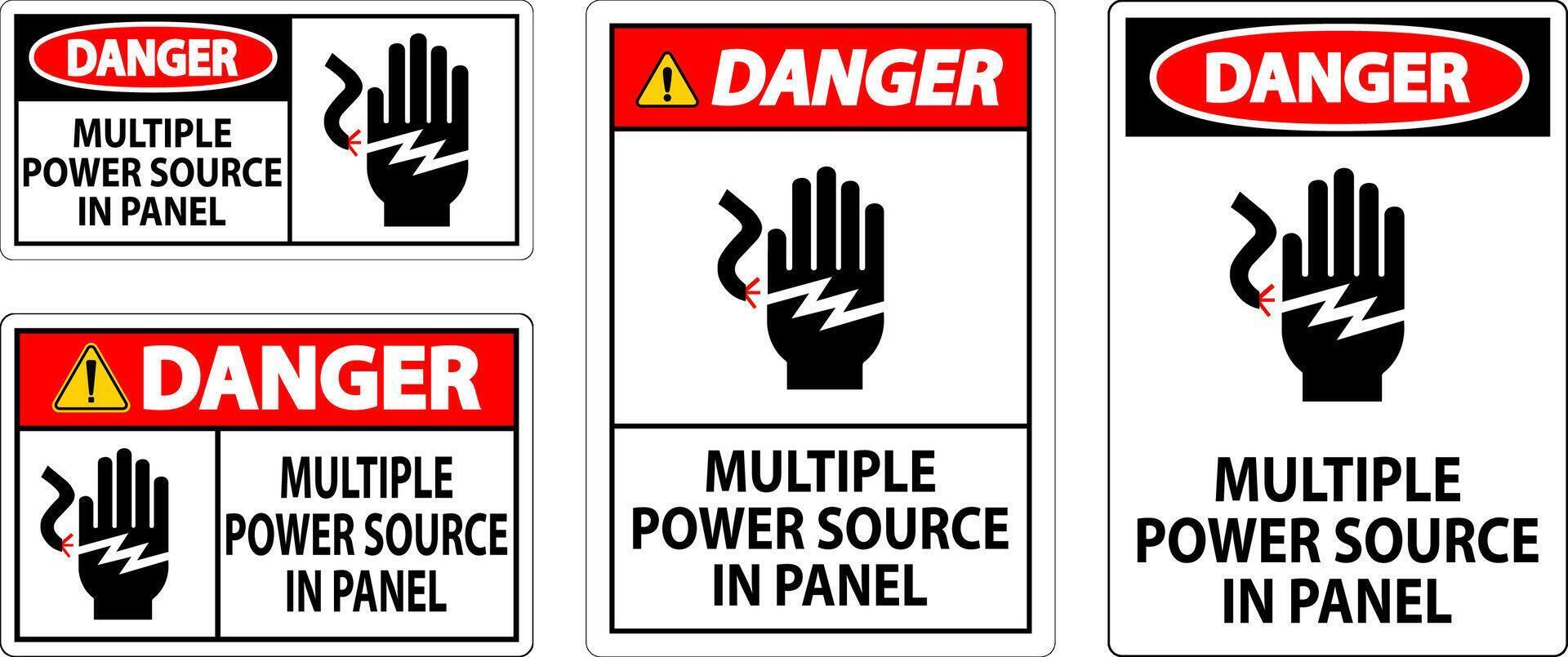 Danger Sign Multiple Power Source In Panel vector