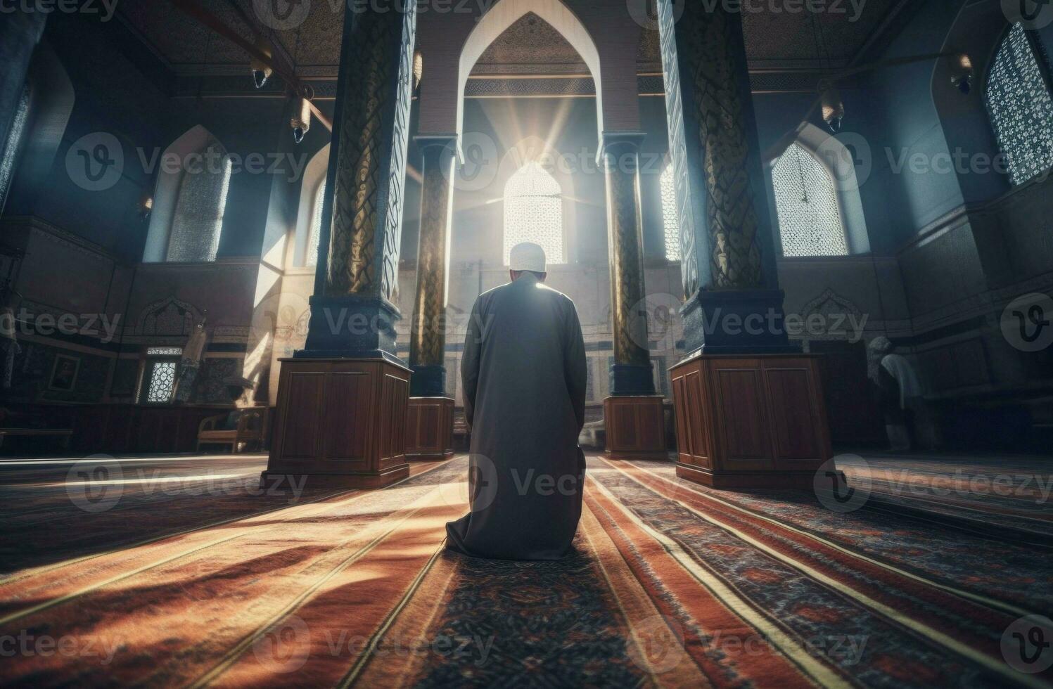 Muslim man praying. Generate Ai photo