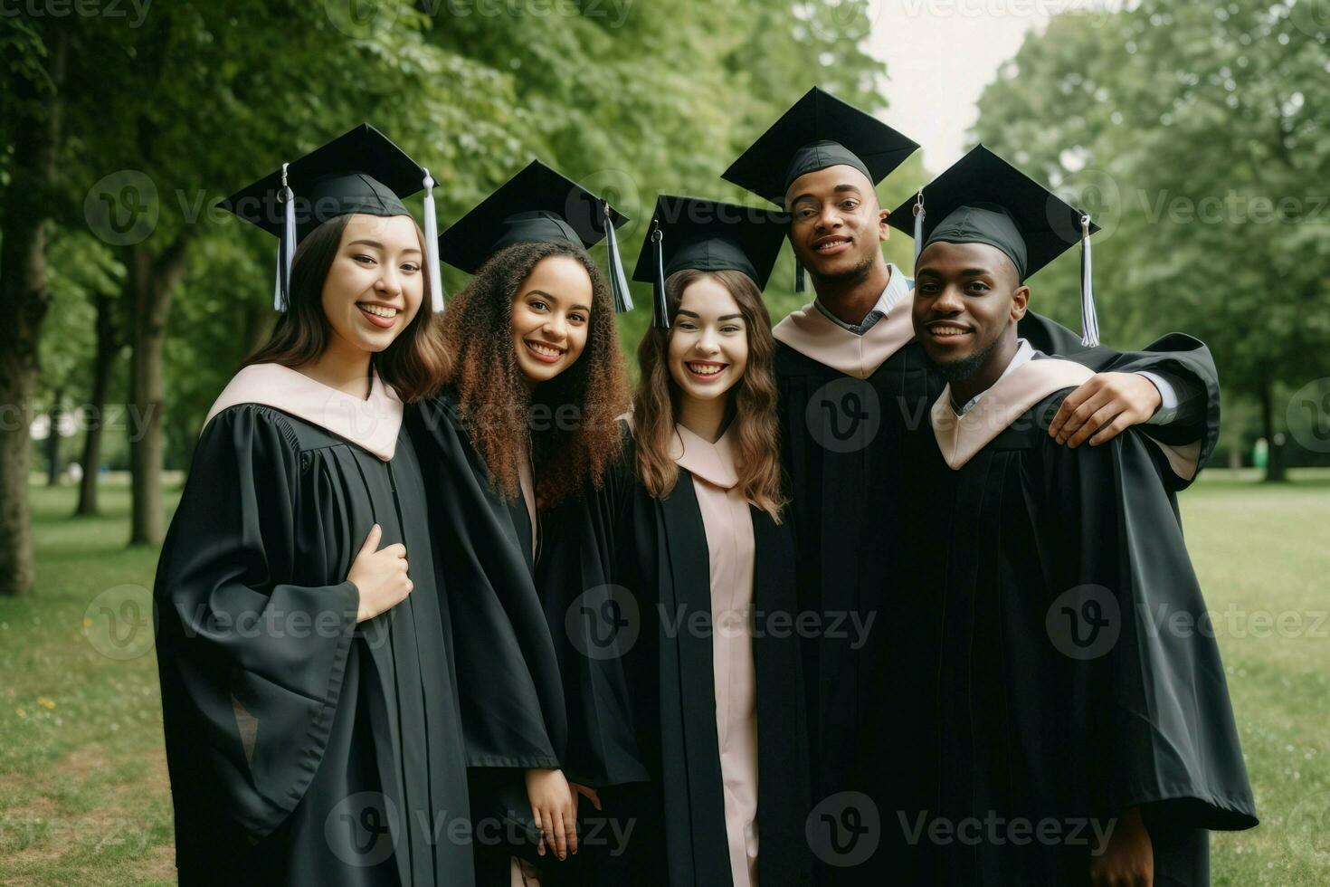 graduación amigos parque. generar ai foto