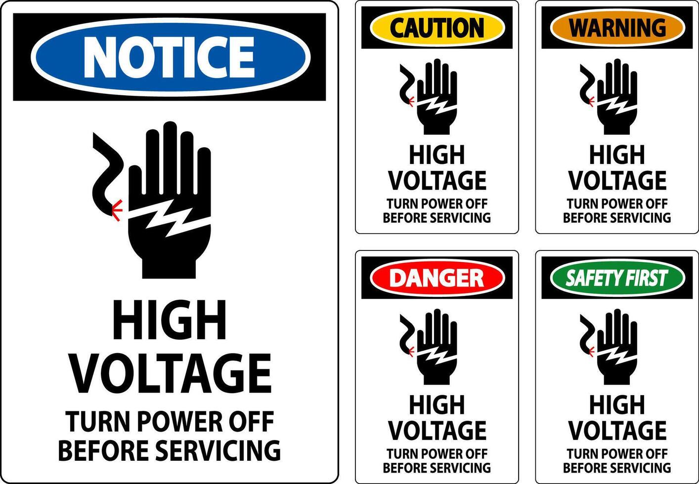 Danger Sign High Voltage - Turn Power Off Before Servicing vector