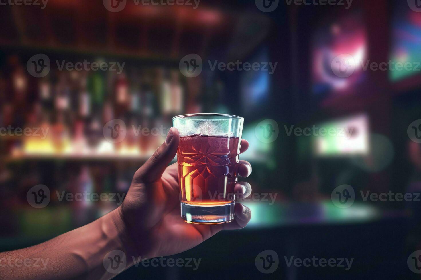 Barman holding glass drink. Generate Ai photo