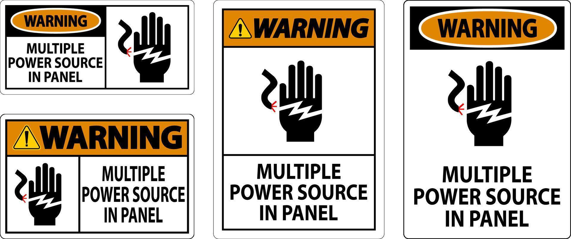 Warning Sign Multiple Power Source In Panel vector