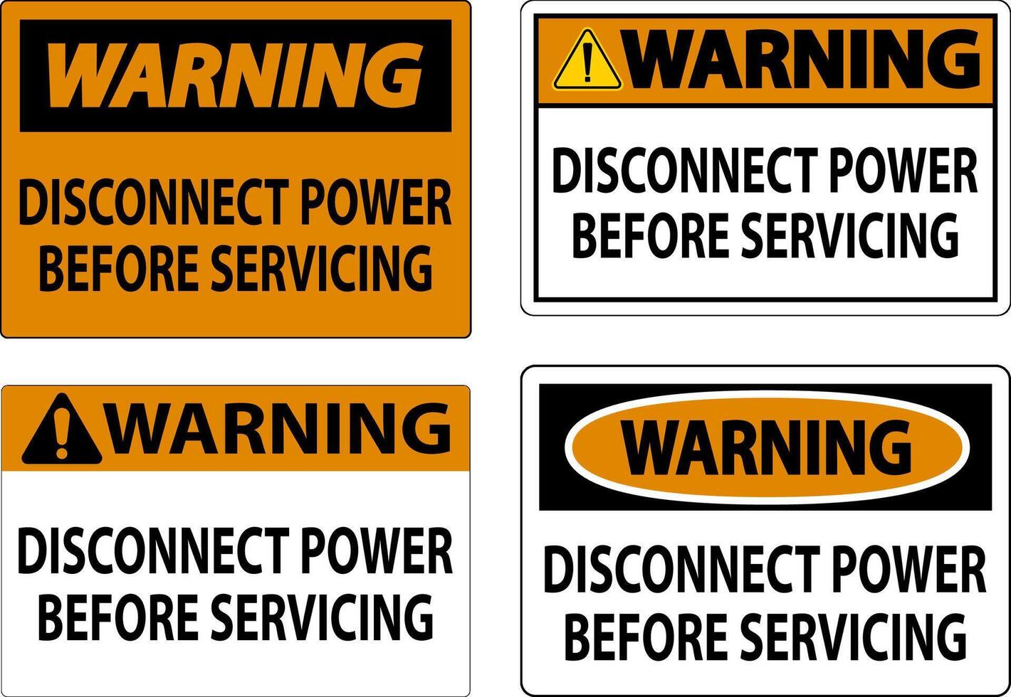 Warning Sign Disconnect Power Before Servicing vector