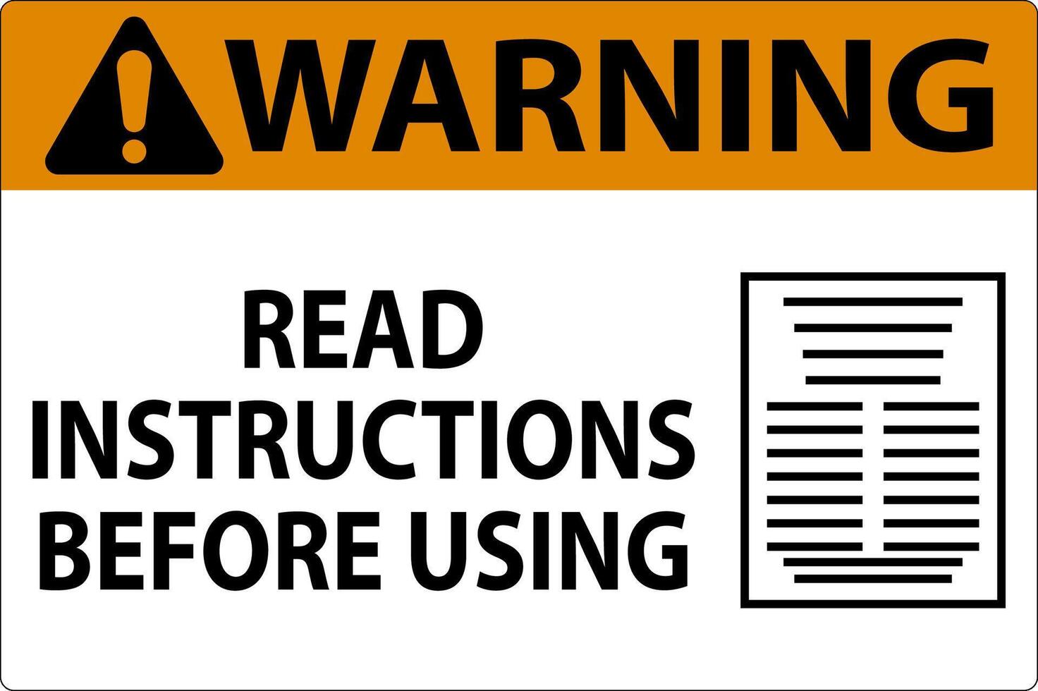 Warning Machine Sign Read Instructions Before Using vector