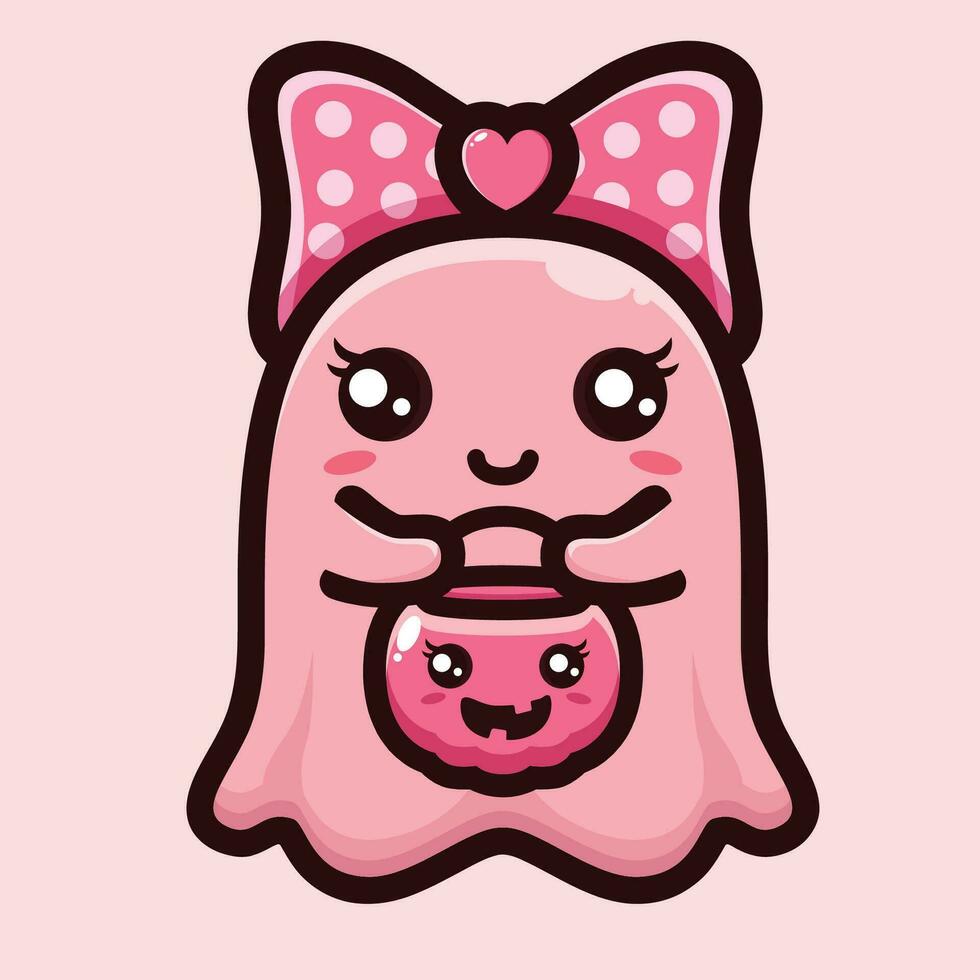 cute pink grim reaper posing freely hugging vector