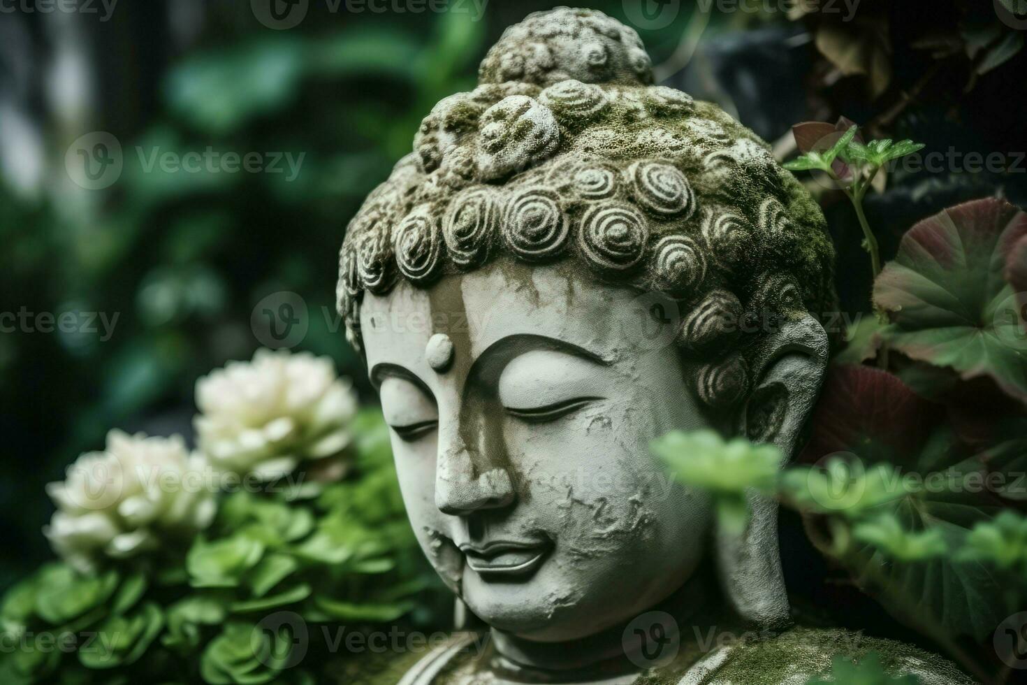 Buddha ancient sculpture stone. Generate Ai photo