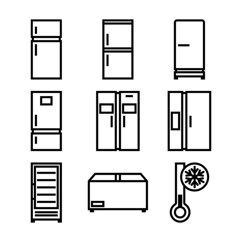 Set of Refrigerator Outline Icons vector