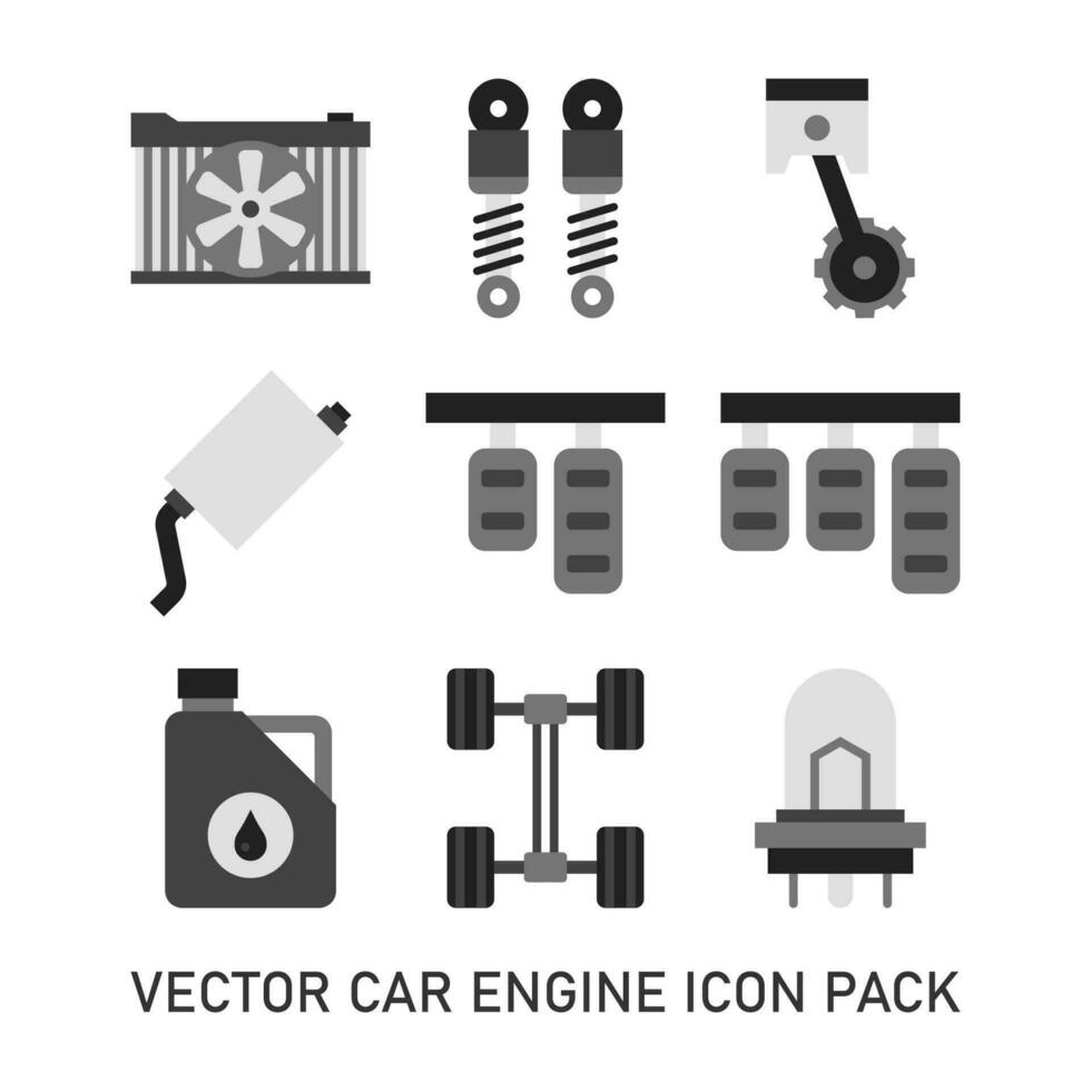 coche motor color paquete icono vector