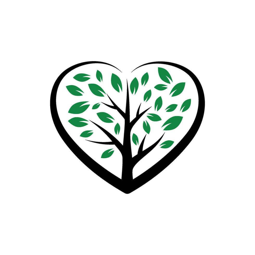 vector heart-shaped tree logo