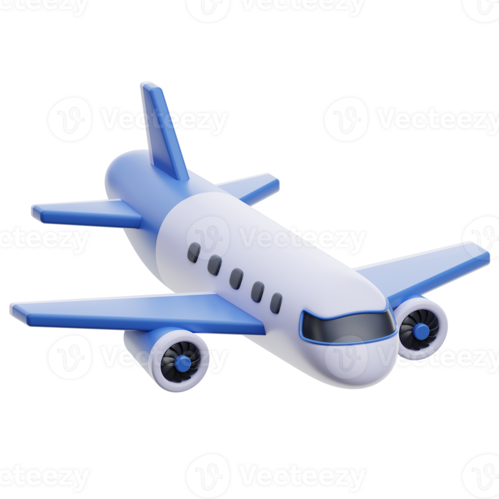 a 3d cartoon airplane on a transparent background. 3d airplane travel icon. 3D airplane illustration in png. plane 3d icon. airplane 3d icon png